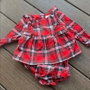 Cat & Jack Baby holiday Red Plaid Outfit
